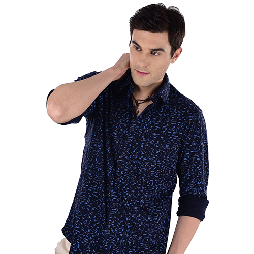 Blue Abstract Print Shirt 100% Cotton Youth Fit
