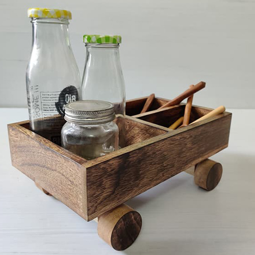 Wooden Tray With Wheels