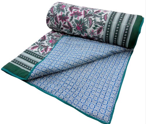 60By90 Inches Jaipuri Print Cotton Single Bed Quilt