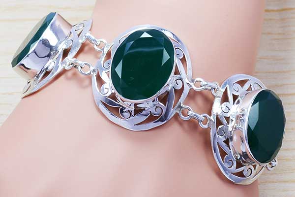 Green Onyx Gemstone 925 Silver Bangle