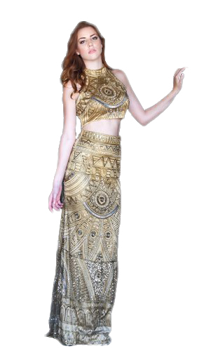 Hand Beaded 2 Piece Haute Couture Evening Gown