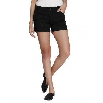 Denim Vistara Black Denim Shorts For Women