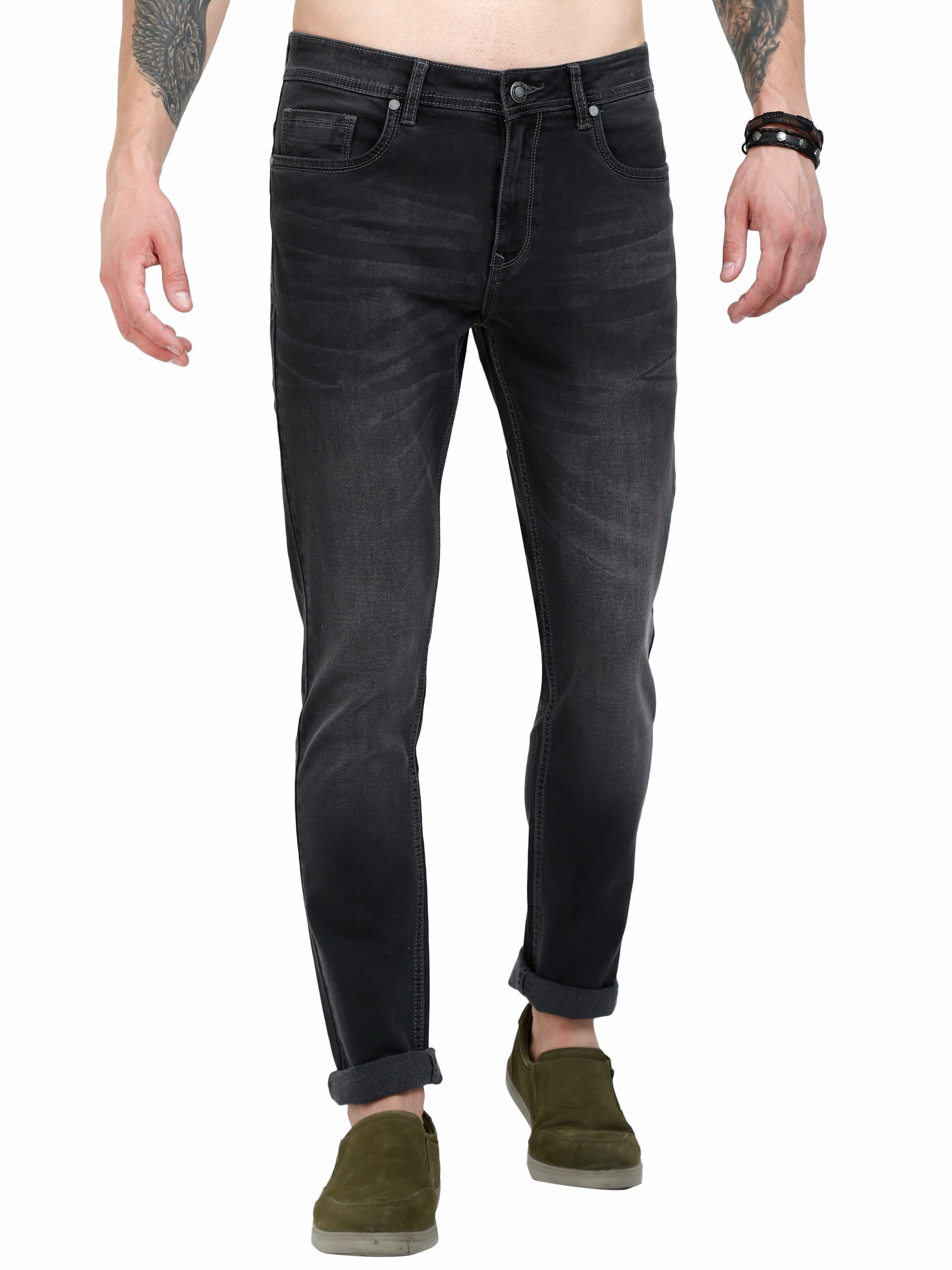 Men Slim-Fit Enzyme Black Jean