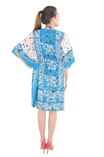 Cotton Printed Sky Blue Kaftan