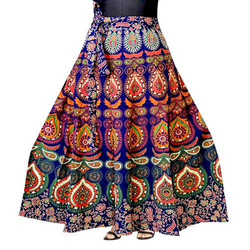 Rajasthani Printed Multi Color Cotton Wrap Around Skirt