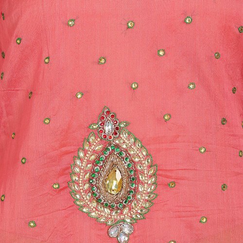 Chanderi Cotton Suit With Banarasi Top