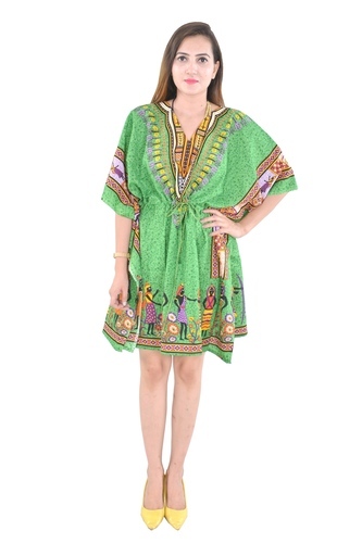 Cotton Wear Green Poncho Fashionable Kaftan