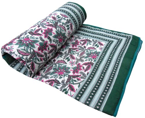 60By90 Inches Jaipuri Print Cotton Single Bed Quilt