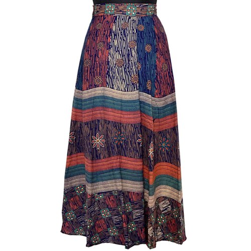 Jaipuri Brush Print Flower Cotton Wrap Around Skirt