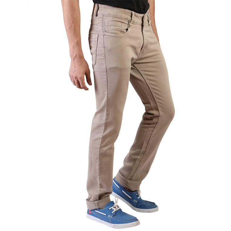 Denim Vistara Men`s Khaki Colored Slim Fit Jeans