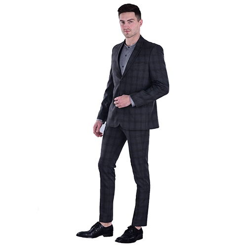 Grey Check Suit Terry Rayon Youth Fit