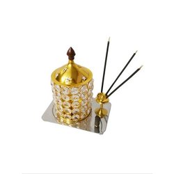 Gold Plated Akhand Diya with Agarbatti Stand