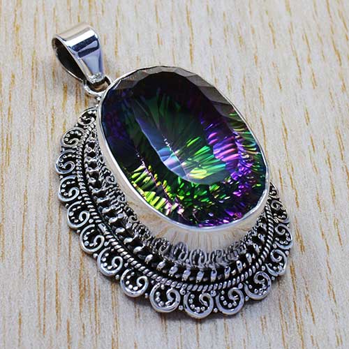 Mystic Topaz Silver Designer Pendant