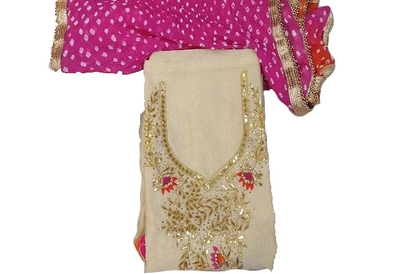 Cream White Jaipur Dress Material