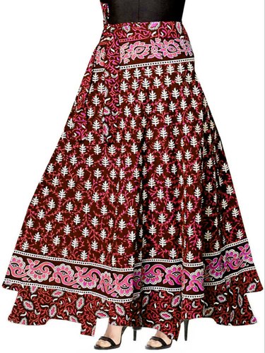 Rajasthani Booti Print Cotton Wrap Around Skirt