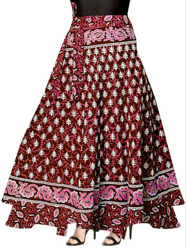 Rajasthani Booti Print Cotton Wrap Around Skirt