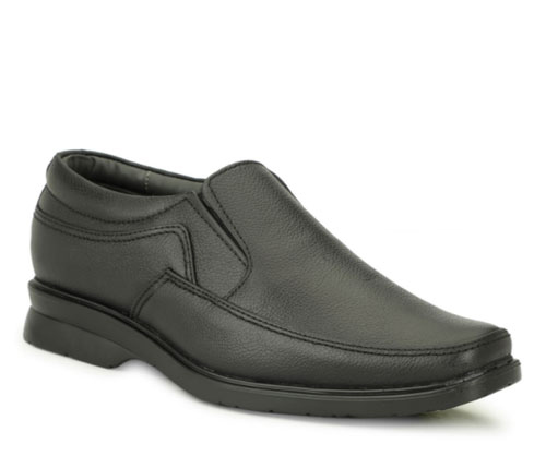 Mens Black Plain Mild Leather Shoes
