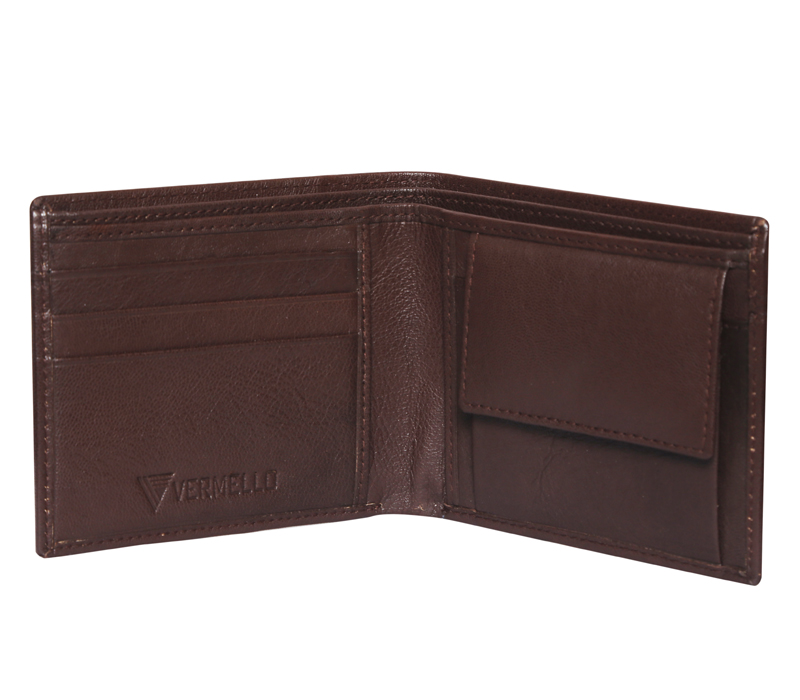 Premium Genuine Leather Bi-Fold Wallet (BROWN)
