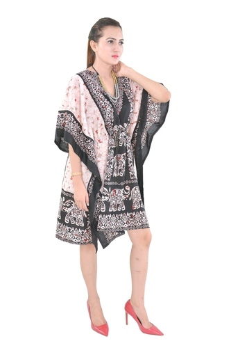 Indian Black Elephant Cotton Wear Kaftan