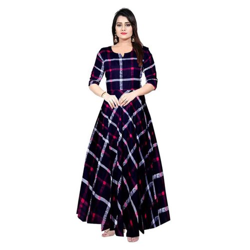 Jaipuri Geometric Print Rayon Dress