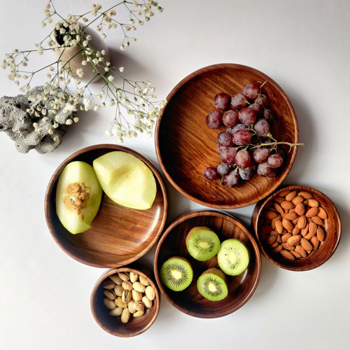 Sheesham Wooden Handcrafted Bowls Set of 5