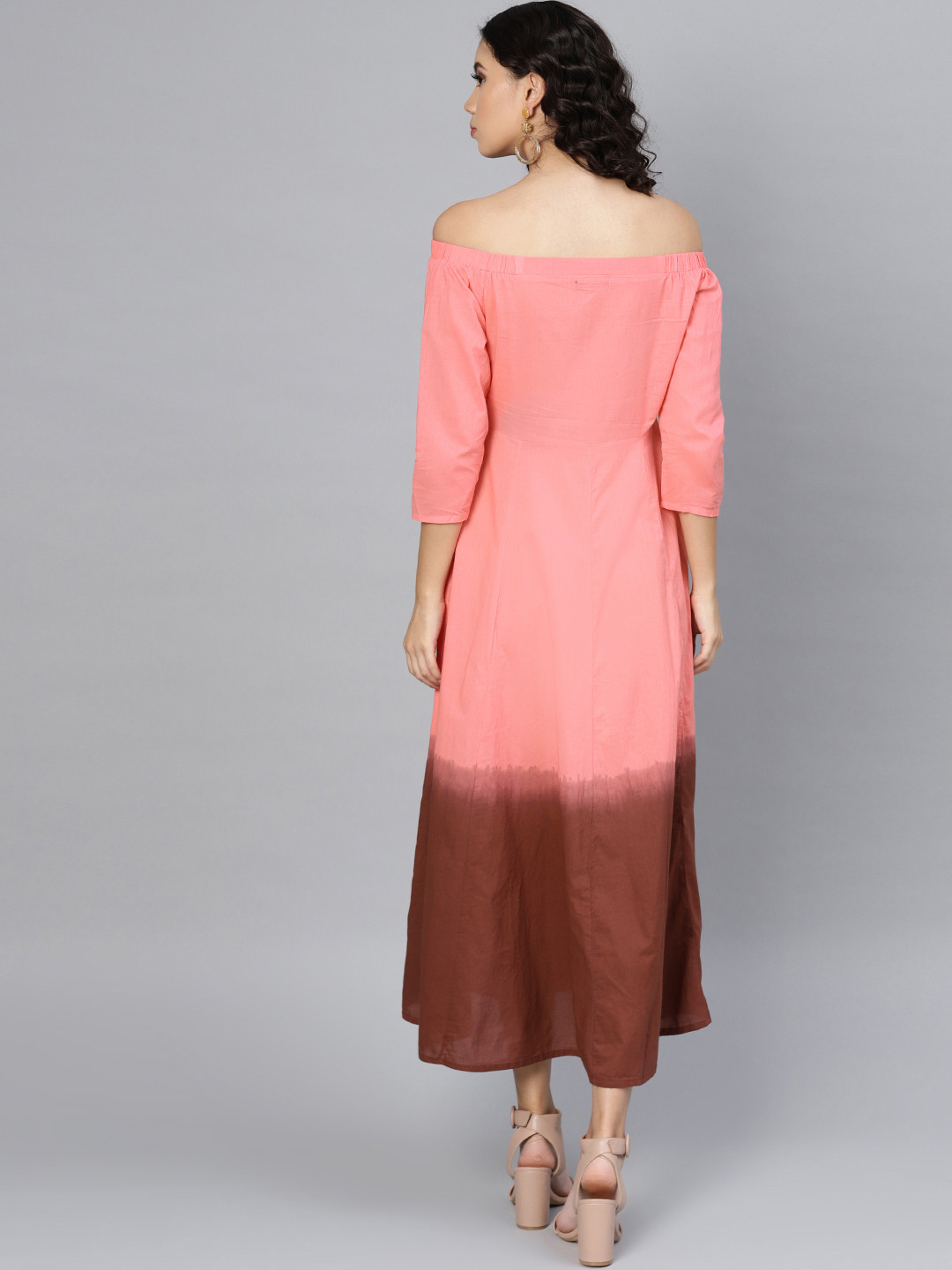 Women Pink & Brown Dyed Maxi Dress