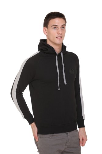 Men Fleece Hooded Sweatshirt Black