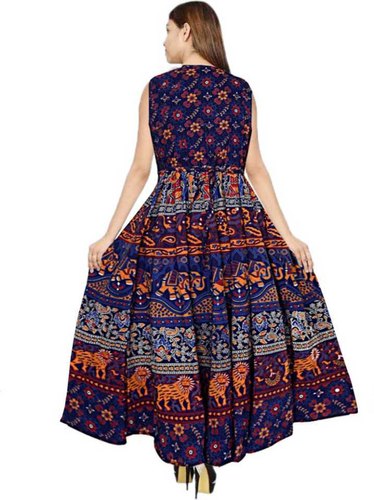 Jaipuri Lion Printed Cotton Dress