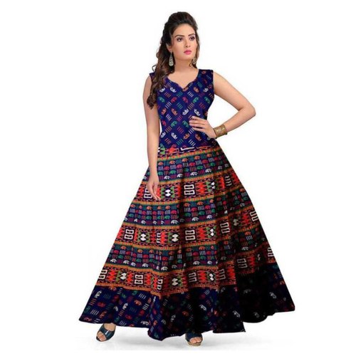 Jaipuri Neptol Blue Cotton Dress