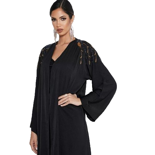 Women Abaya With Shoulder Embroidered