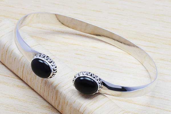 Wholesale 925 Silver Black Onyx Bangle