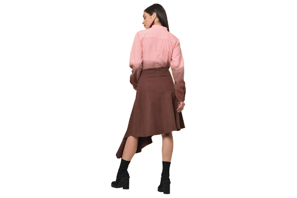 Asymmetric Waist Skirt with Invisible Zipper