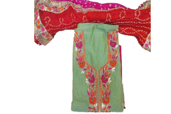 Chanderi Kurti Bandhej Dupatta