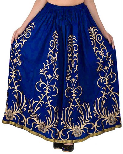 Rayon Gold Print Elastic Skirt