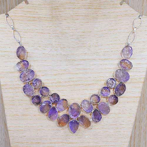 Rough Ametrine Gemstone 925 Silver Necklace