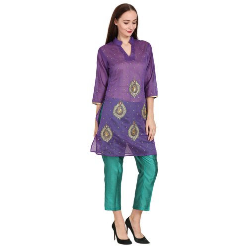 Ladies Chanderi Cotton Long Kurti