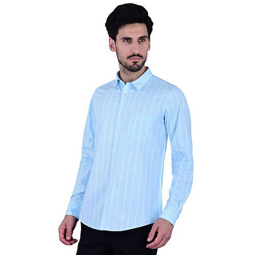 Blue Stripe Print Shirt 100% Cotton Youth Fit