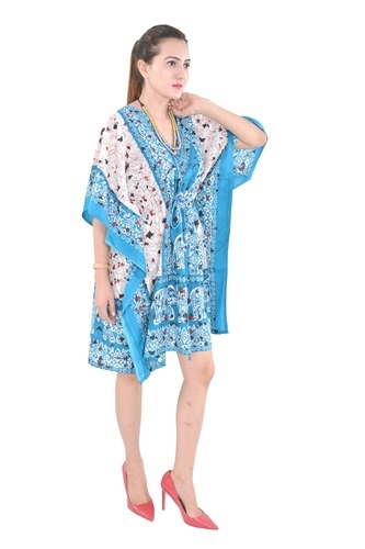 Cotton Printed Sky Blue Kaftan