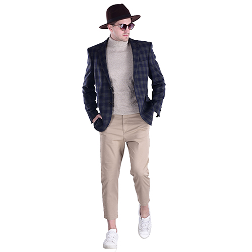 Blue Check Blazer Woolen Tweed Youth Fit