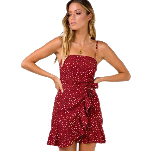 Women Mini Dresses With Ruffles Tie