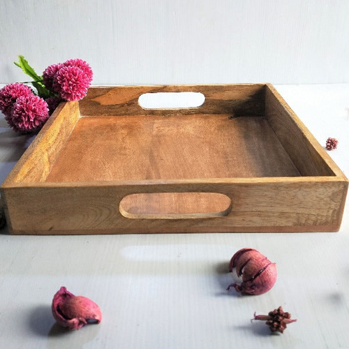 Hand Crafted Mango Wood Square Tray