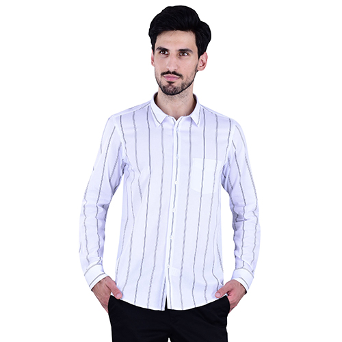 White Stripe Print Shirt 100% Cotton Youth Fit