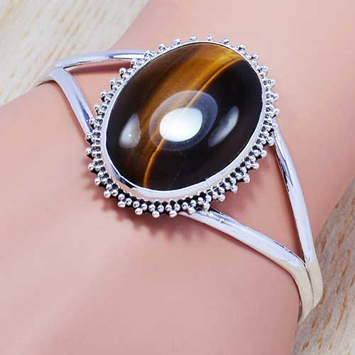 Tiger Eye 925 Silver Bangle