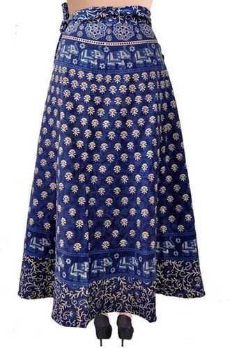 Jaipuri Printed Wrap Around Blue Skirt