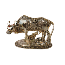 AJN-10 Silver Plated Brass Kamdhenu Statue