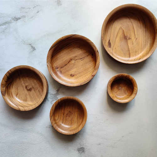 Acacia Round Wooden Bowls Set of 5