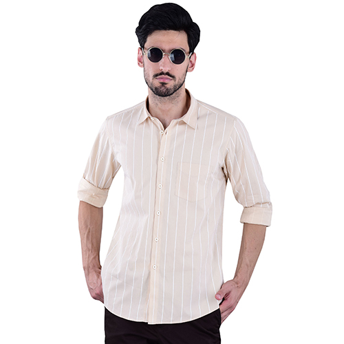 Yellow Stripe Print Shirt 100% Cotton Youth Fit