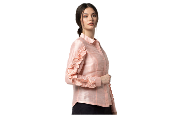 Silk Shirt with a Regular Collar