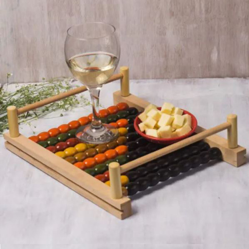 Wooden Handcrafted Abacus Inspired Serving Tray