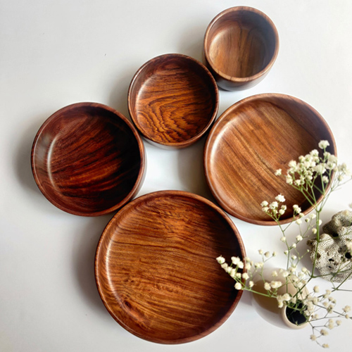 Sheesham Wooden Handcrafted Bowls Set of 5
